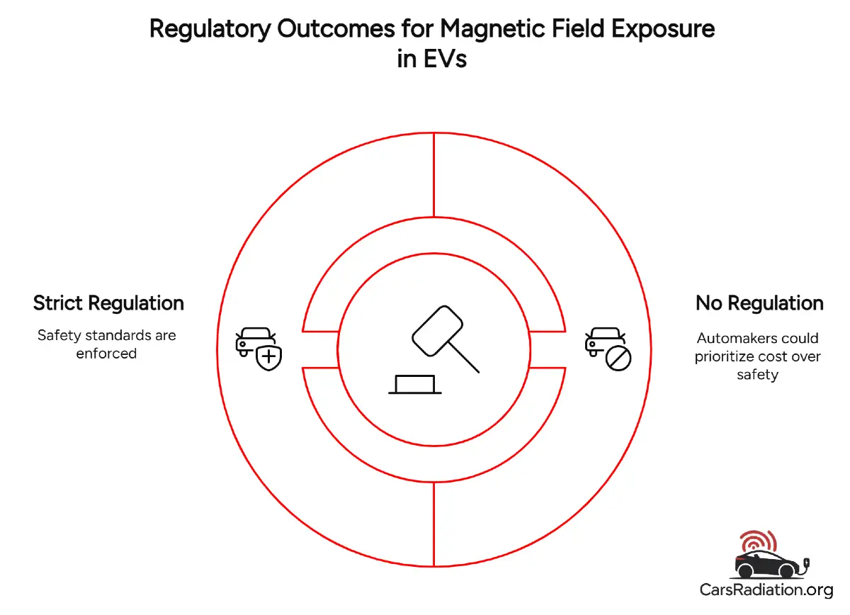 Car Regulatory Outcomes for Magnetic Field Exposure in EVs infographic