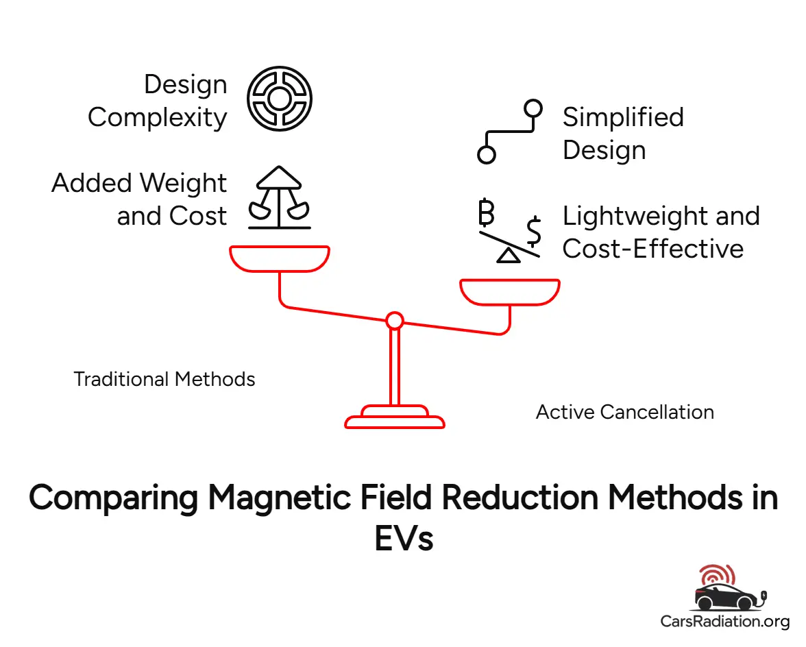 Comparing Magnetic Field Reduction Methods in EVs infographic
